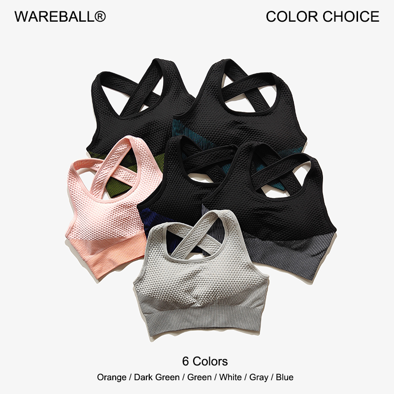 Sports Bra High Impact - WAREBALL 6-Farben-Yoga-Sport-BH, sexy Rücken, gepolstert, Kreuzträger,