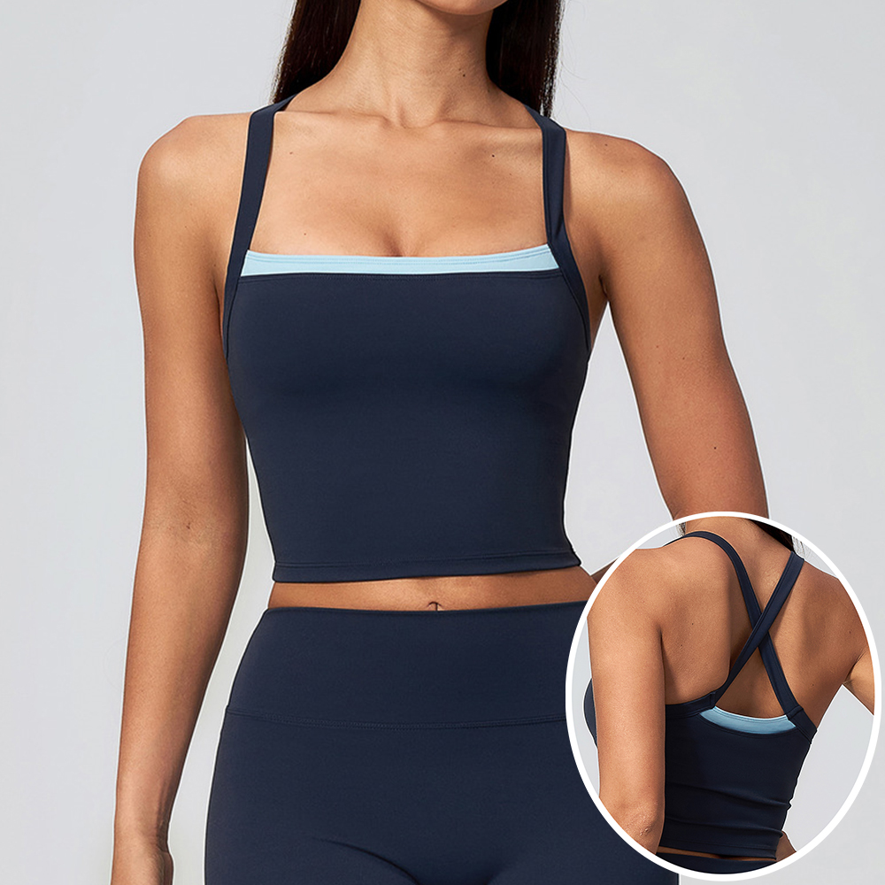 Sports Bra High Impact - Damen Criss-Cross-Rücken Yoga Tanktop Push-Up Sport-BH