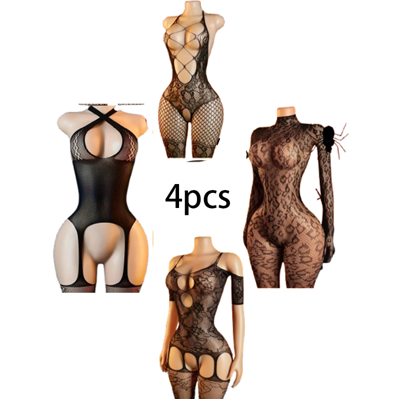 4-teiliges sexy Dessous-Set: D – Bodystocking Fishnet Bewertung und Preis